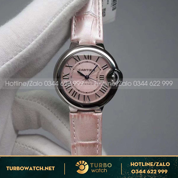 Đồng hồ nữ cartier 33mm ballon pink dial steel