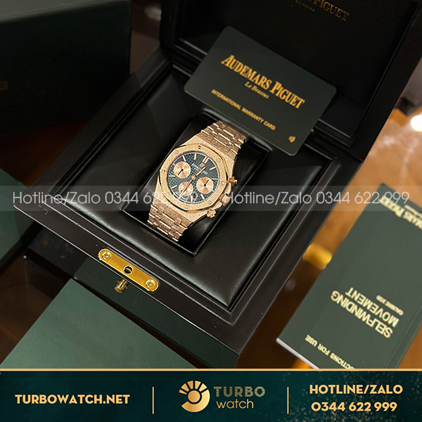 Đồng hồ audemars piguet 26331 frosted gold blue dial rose gold replica