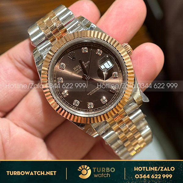 Rolex datejust 126331 chocolate dial bọc vàng