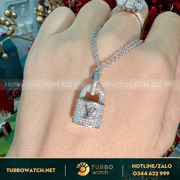 Dây chuyền Hình túi Louis Vuitton nạm kim cương thiên nhiên,chế tác vàng trắng 18k