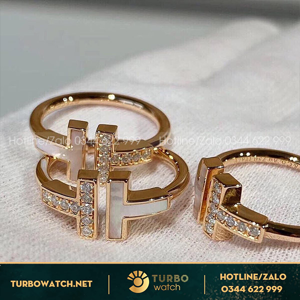 Double Nhẫn T Tiffany&co vàng hồng 18k