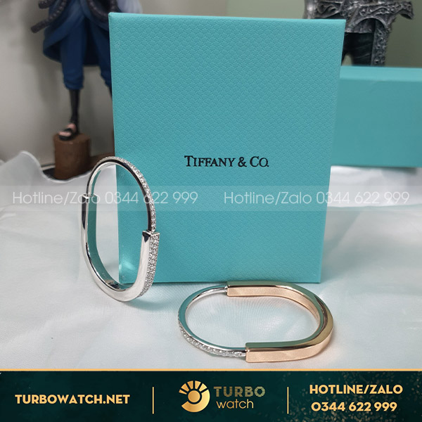 Lắc tay Tiffany Lock vàng 18k,kim cương thiên nhiên.