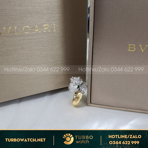 Nhẫn rắn BVlgari trang sức nhập vàng 18k ,kim cương thiên nhiên