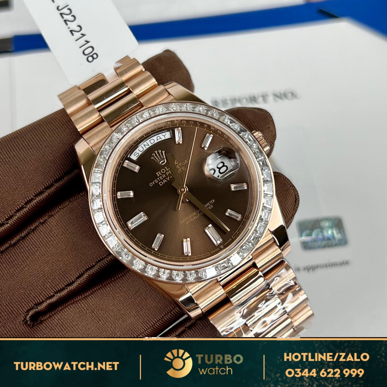 Đồng hồ Rolex Day Date Bọc Vàng 18k Kim Moissanite 170g 