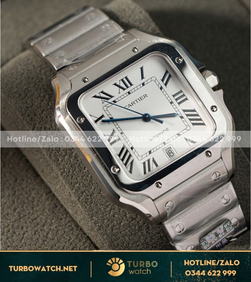 Đồng hồ Cartier Santos de cartier mặt trắng fake 11