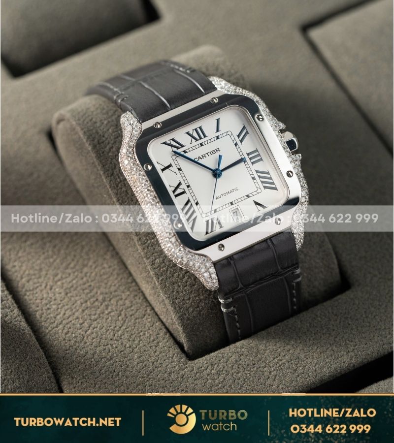 Đồng hồ Cartier Santos de cartier Size 39.8mm độ moissanite