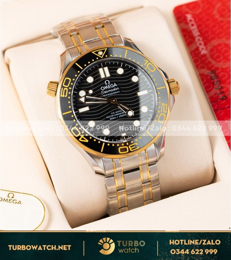 Đồng hồ Omega Seamaster Diver 300m demi vàng vàng rep 1:1