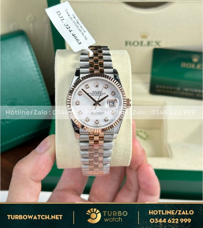 Đồng hồ Rolex Datejust 126331 36mm bọc vàng 18k mặt khảm trai