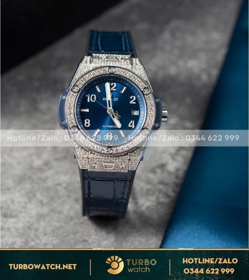 Hublot Bigbang One Click Steel Pave 39mm Blue Navy custom diamond