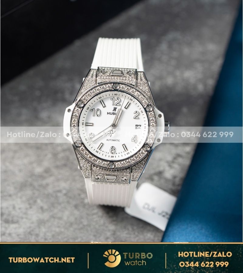 Hublot Bigbang One Click Steel Pave 39mm white dial custom diamond