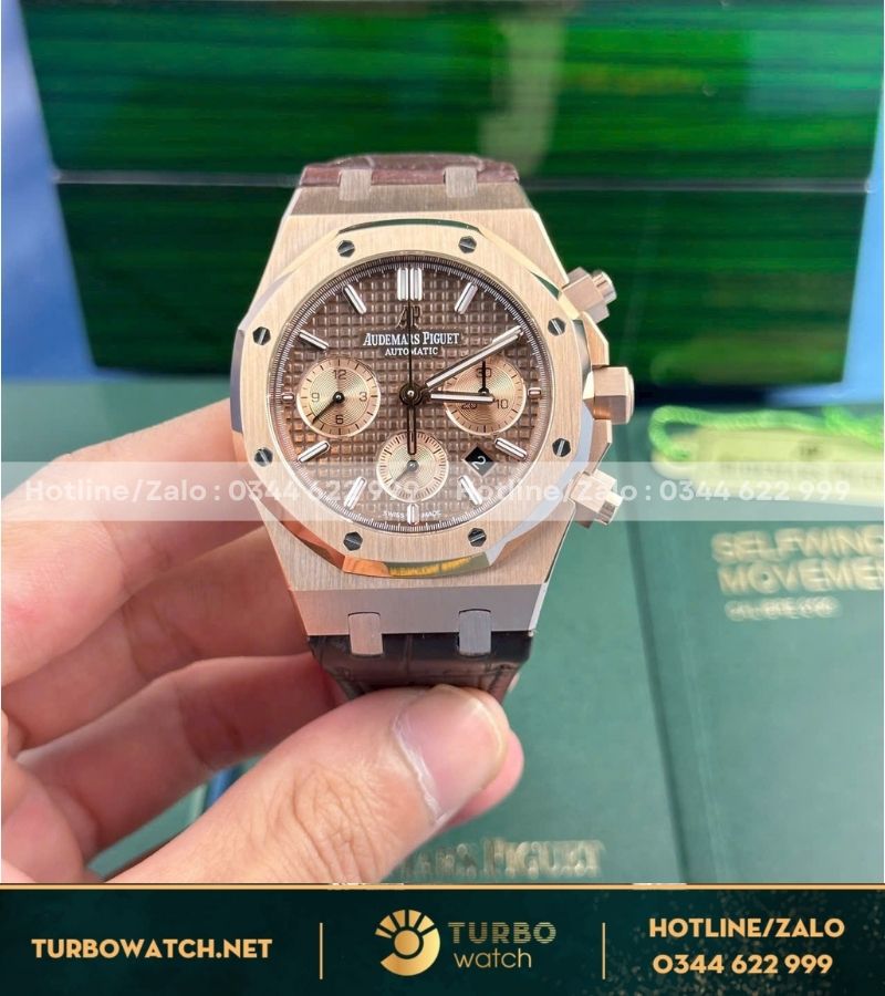 Đồng hồ Audemars Piguet royal oak 26331 chronograph chocolate rose gold replica