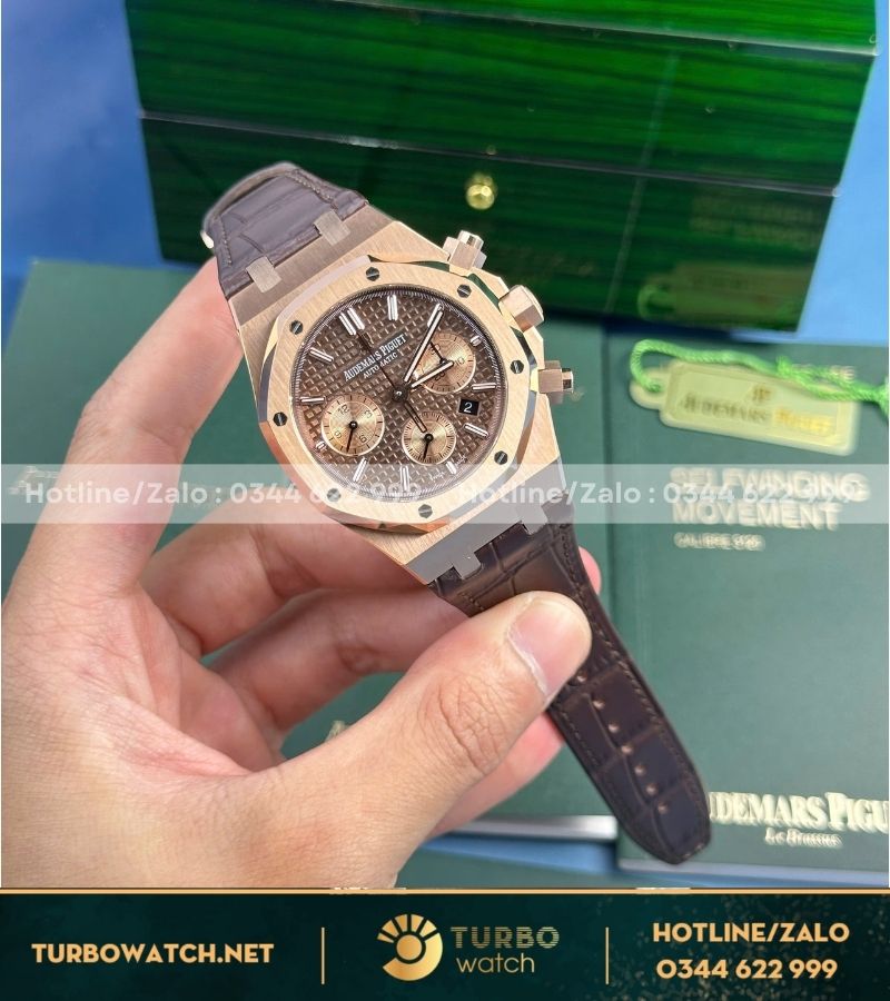 Đồng hồ Audemars Piguet Royal Oak Chrono 26331 rose gold dây da