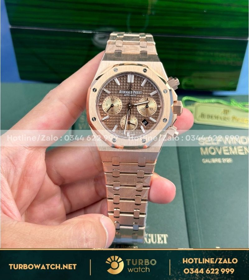 Đồng hồ Audemars Piguet Royal Oak Chronograph 26331 mặt chocolate vàng hồng fake