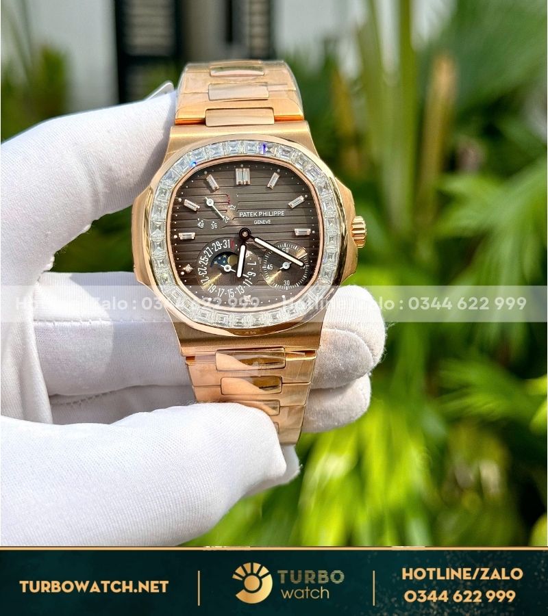 Đồng hồ Patek Philippe 5712r độ viền moissanite baguette