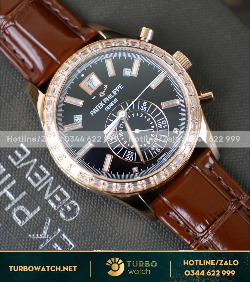 Đồng hồ PATEK PHILIPPE 5961P vàng hồng mặt đen Replica