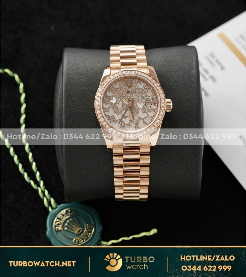 Đồng hồ Rolex Datejust 278285RBR chế tác vàng hồng nguyên khối kim cương thiên nhiên