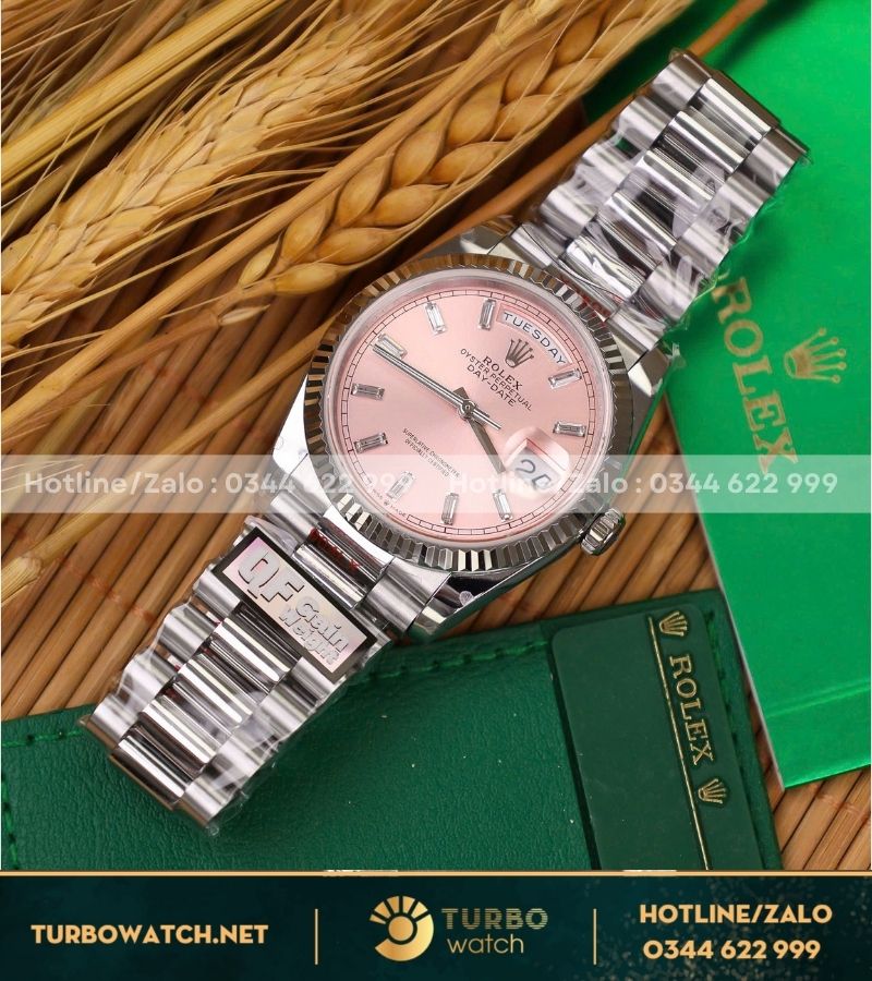 Đồng hồ Rolex Day-Date 36mm mặt hồng qf factory 158g rep 11