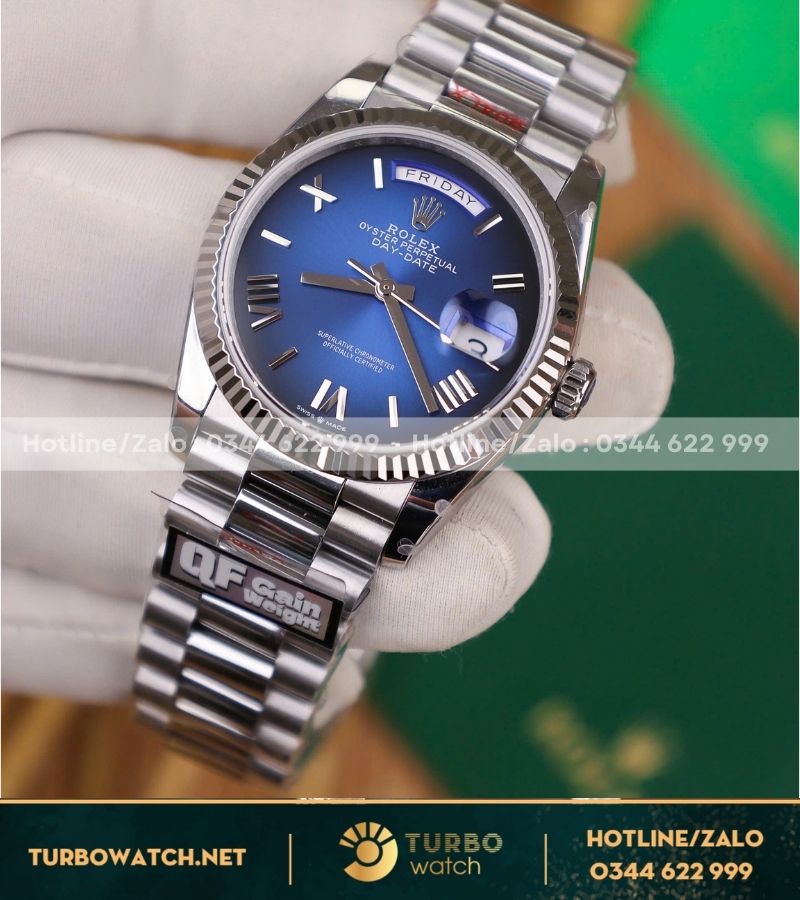 Đồng hồ Rolex Day-Date White Gold 128239 blue dial qf factory 158g fake