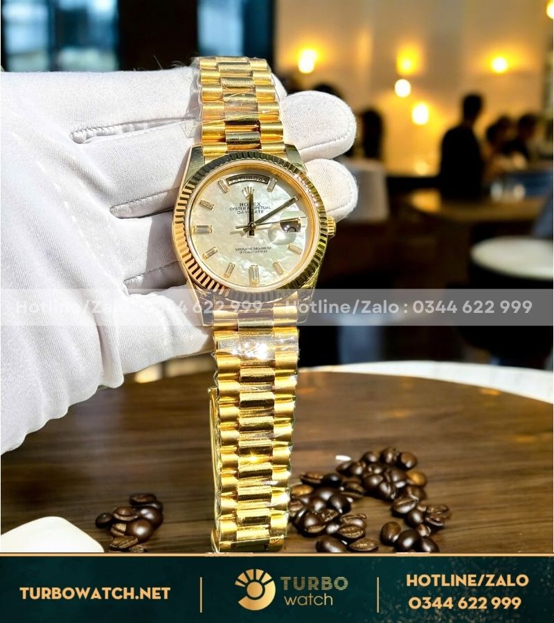 Đồng hồ Rolex Daydate 40 bọc vàng yellow gold 176g