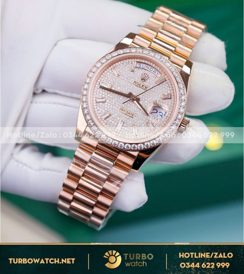 Đồng hồ Rolex Daydate bọc vàng độ moissanite 175g