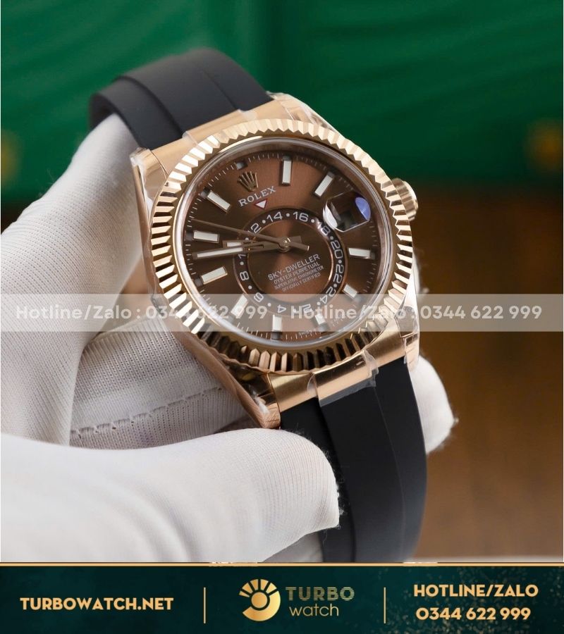 Đồng Hồ Rolex Sky-Dweller Vàng Everose 18ct Màu Chocolate noob factory