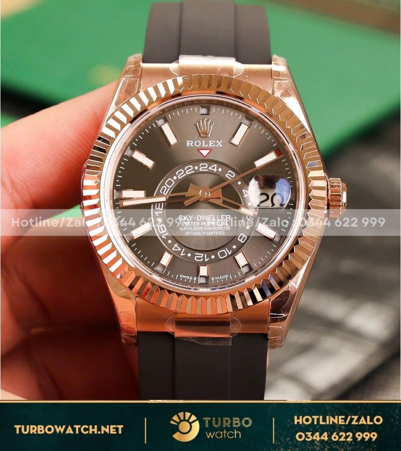 Đồng Hồ Rolex Sky-Dweller Vàng Everose 18ct Màu Grey 42mm Noob Factory