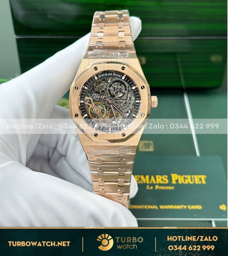 Audemars Piguet Royal Oak 15407 Skeleton dial rose gold replica best quality