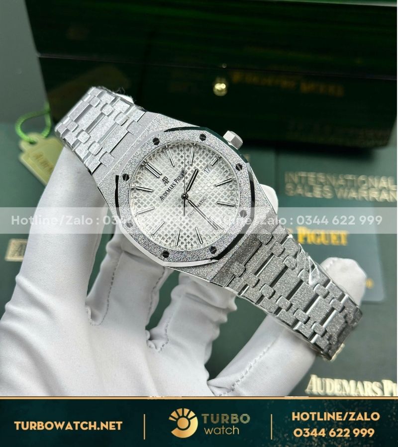 Audemars Piguet Royal Oak 15410 Frosted white dial fake 41mm cal.3120 super clone 9.8mm