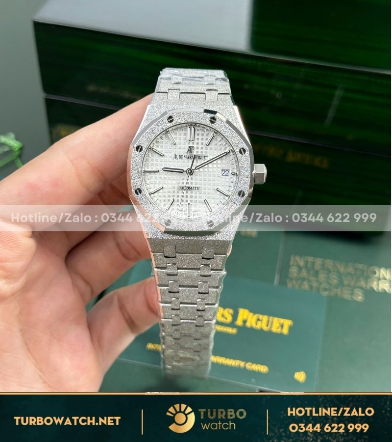 Audemars Piguet Royal Oak 15454 white dial Frosted Gold 37mm cal3120 super clone APS Factory