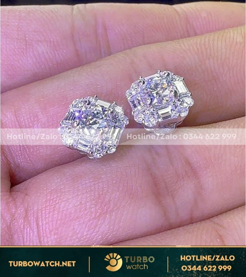 Bông tai thiết kế vàng 10k,kim moissanite T006