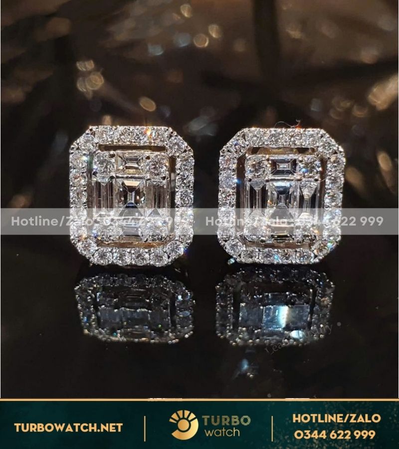 Bông tai thiết kế vàng 10k,kim moissanite T013