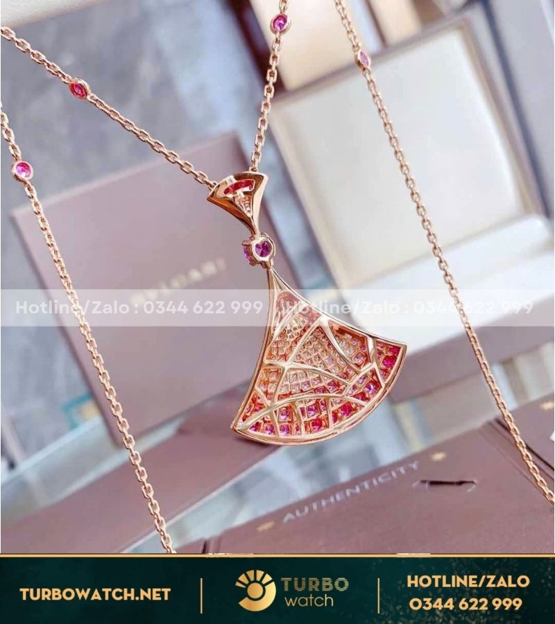 Dây chuyền BVL chế tác hongkong vàng 18k,kim thiên nhiên và và đá ruby DC013