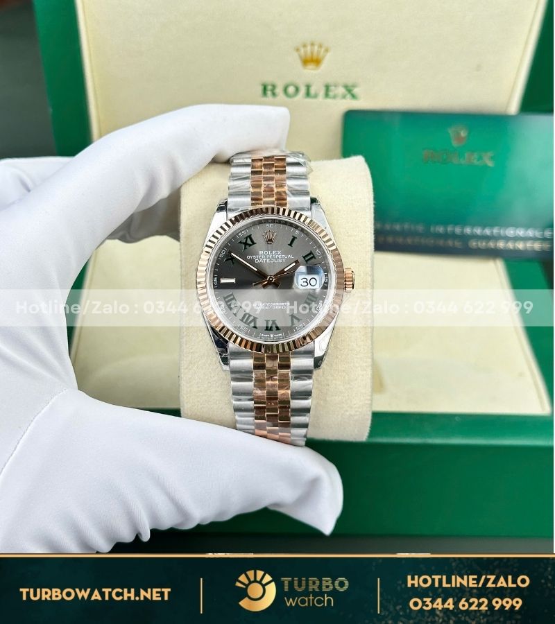 Đồng hồ rolex datejust 36 demi vàng hồng vs factory replica