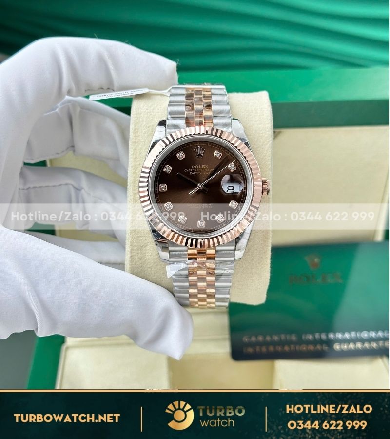 Đồng hồ rolex datejust 41 chocolate dial bọc vàng