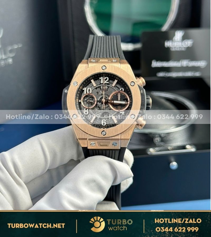 Hublot Big Bang Unico king gold black dial chronograph fake BBF Factory