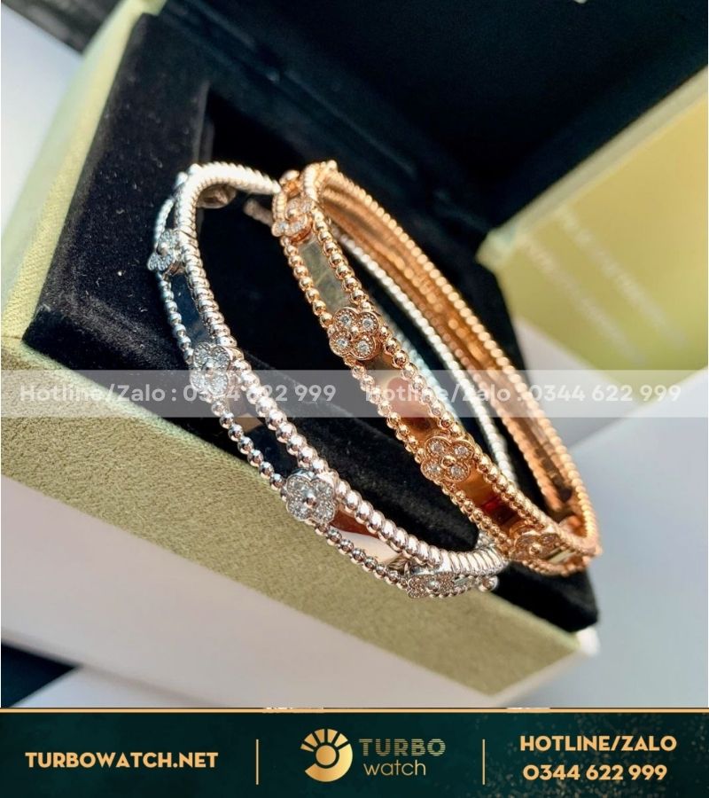 Lắc tay Vancleef chế tác vàng 18k,kim thiên nhiên L013