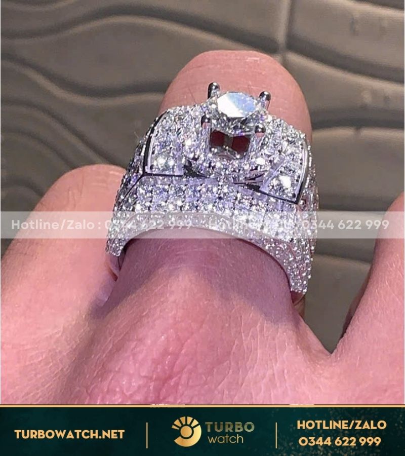 Nhẫn nam bản to thiết kế vàng 10k,kim moissanite N099