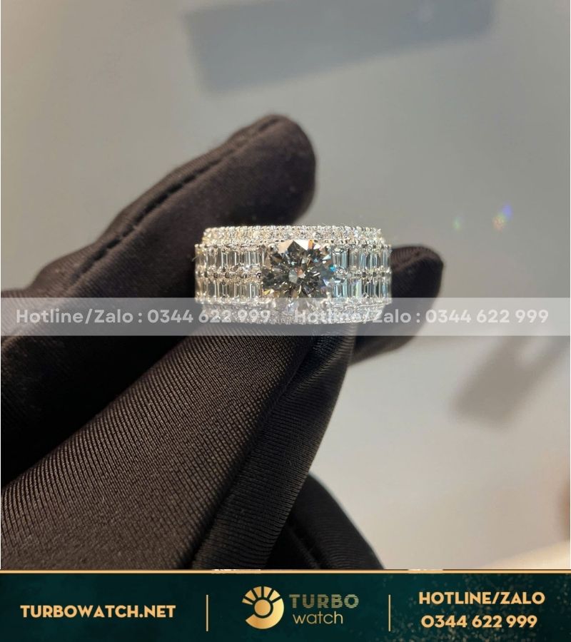 Nhẫn nam chế tác vàng 10k,kim moissanite N025