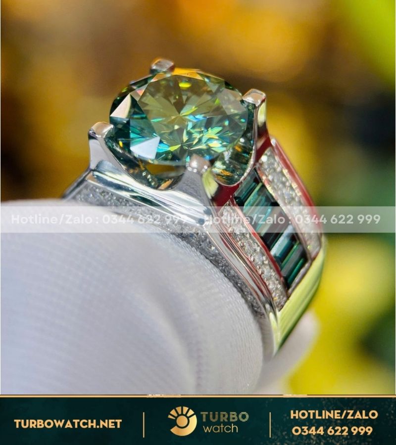 Nhẫn nam chế tác vàng 10k,kim moissanite N056