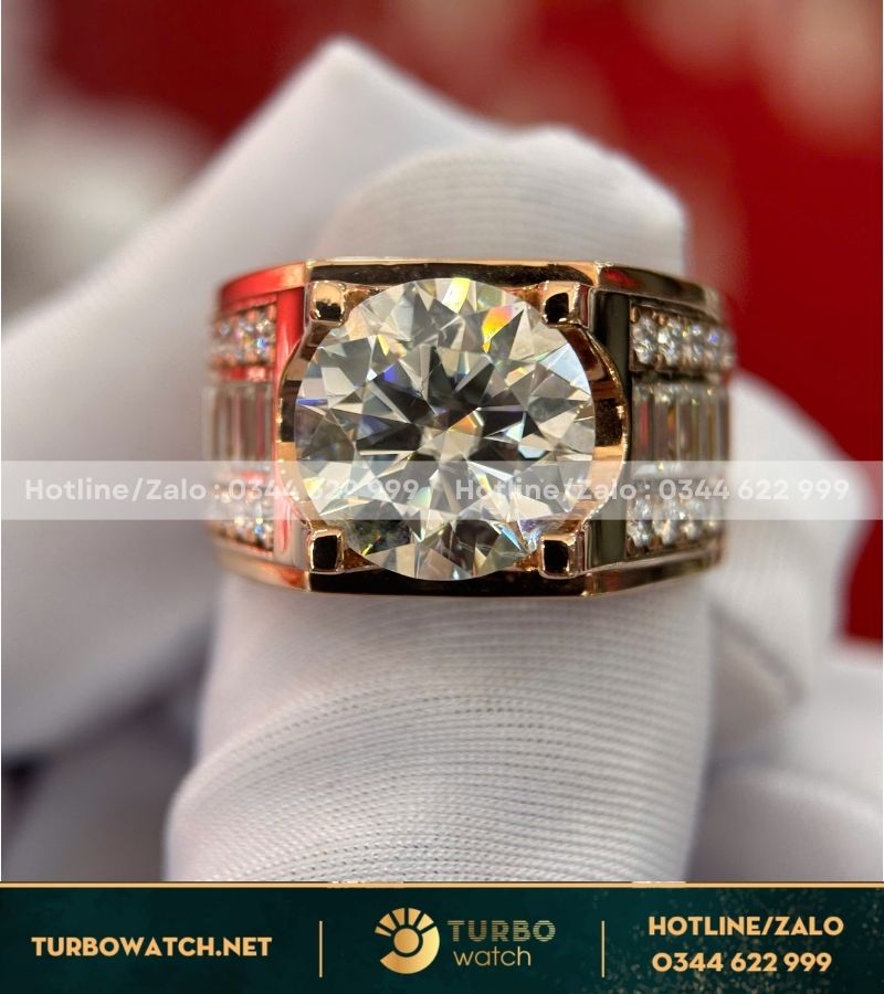 Nhẫn nam chế tác vàng 10k,kim moissanite N077