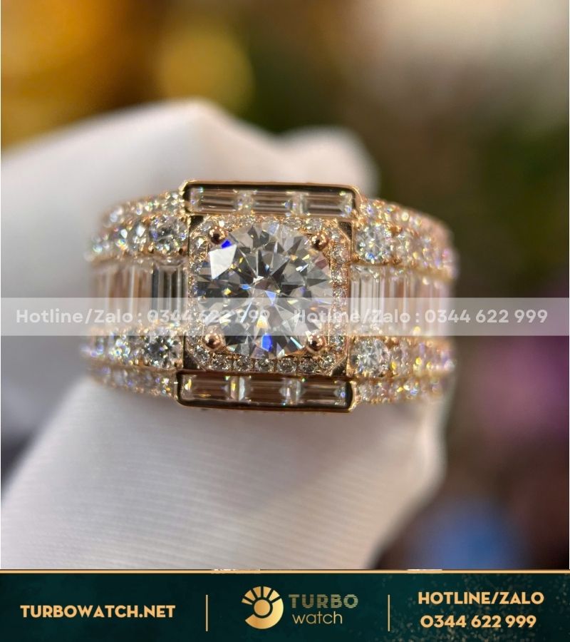 Nhẫn nam chế tác vàng 10k,kim moissanite N081