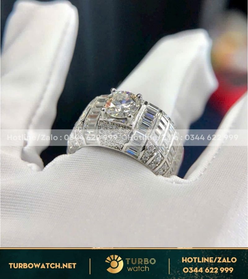 Nhẫn nam chế tác vàng 10k,kim moissanite N086