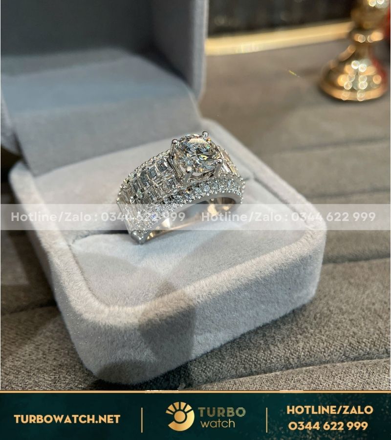 Nhẫn nam chế tác vàng 18k,kim moissanite N078