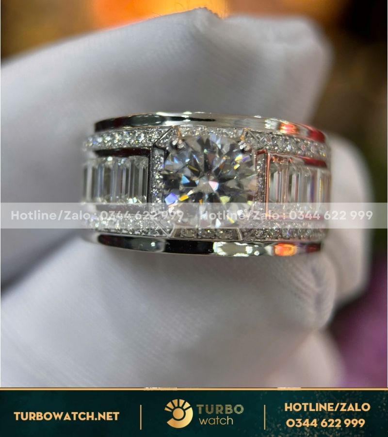 Nhẫn nam chế tác vàng 18k,kim moissanite N080