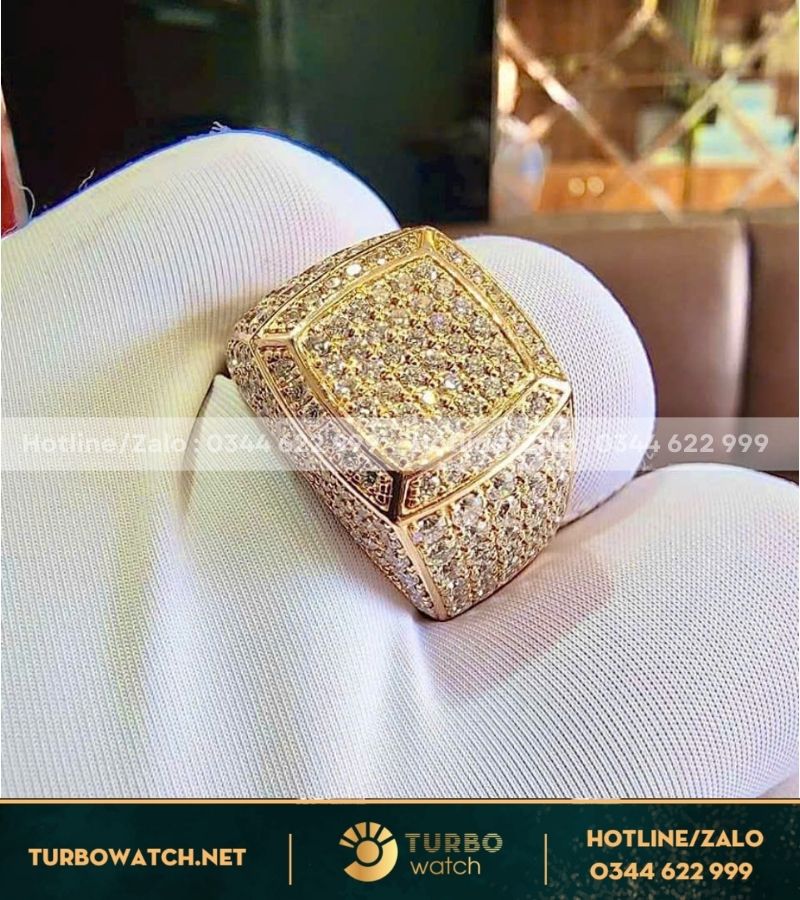 Nhẫn nam chế tác vàng 18k,kim moissanite N100