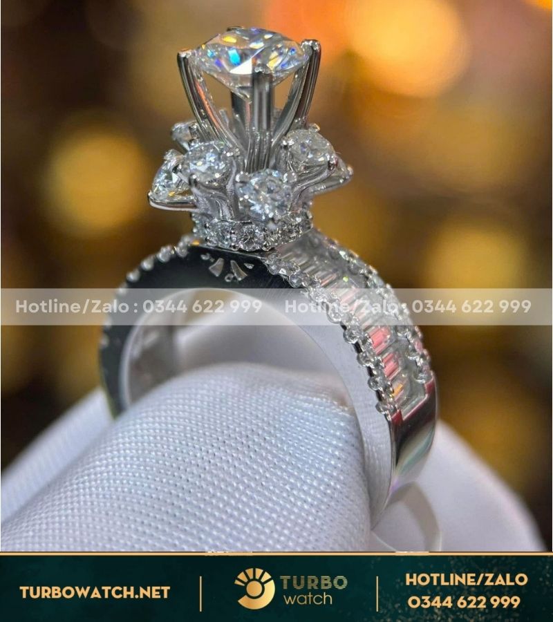 Nhẫn nữ chế tác vàng 10k,kim moissanite N031