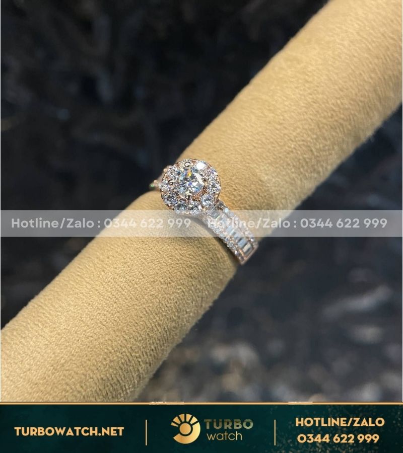 Nhẫn nữ chế tác vàng 18k,kim moissanite N058