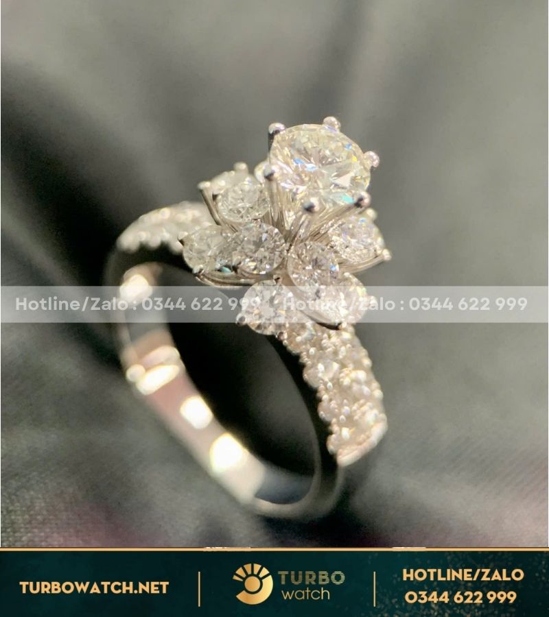 Nhẫn nữ chế tác vàng 18k,kim moissanite N076