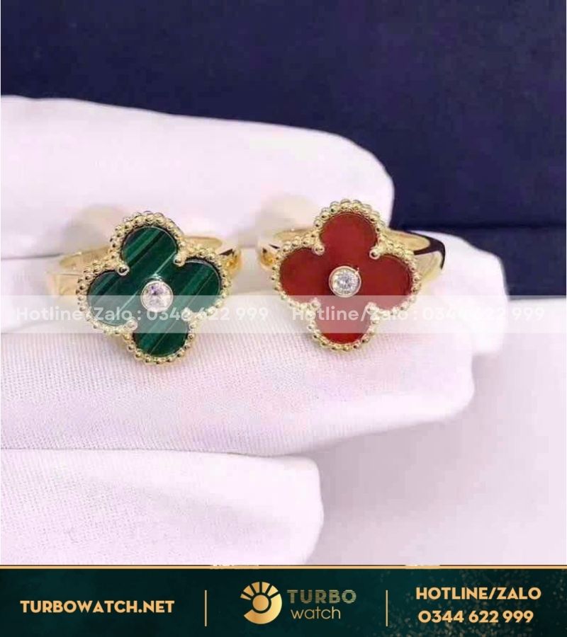 Nhẫn nữ Vancleef chế tác vàng 18k,kim thiên nhiên N066