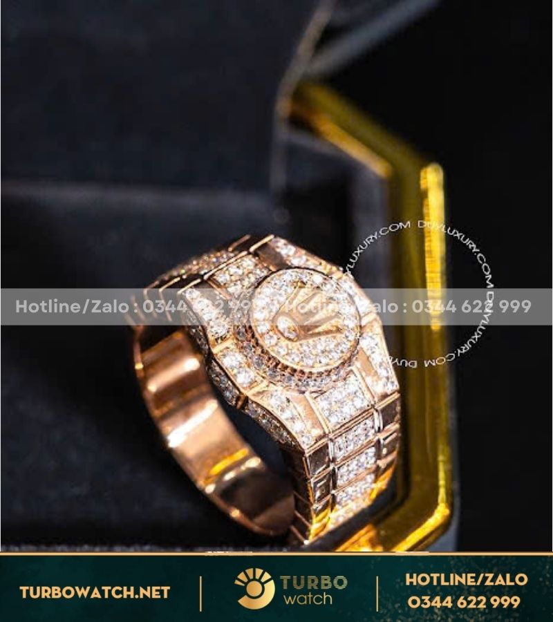 Nhẫn Rolex chế tác vàng 14k,kim moissanite N084